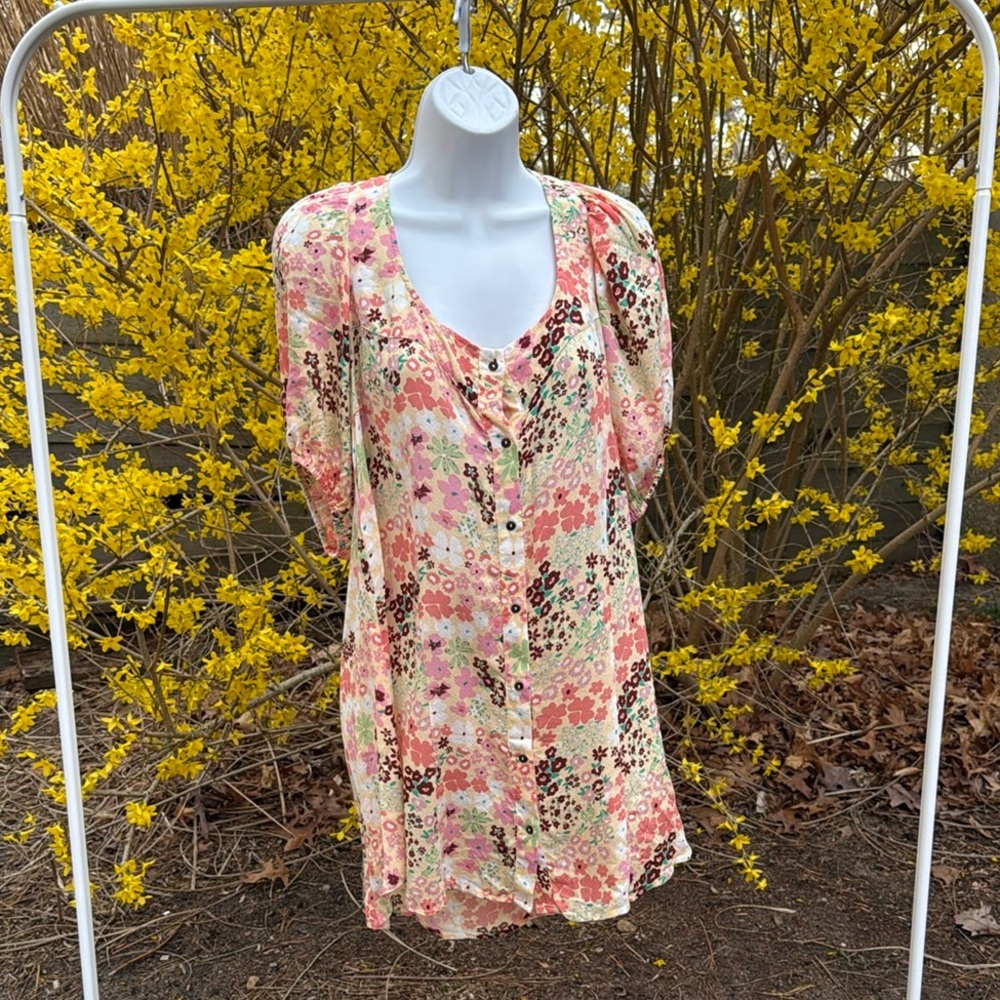 Free People medium mini puff sleeve dress
